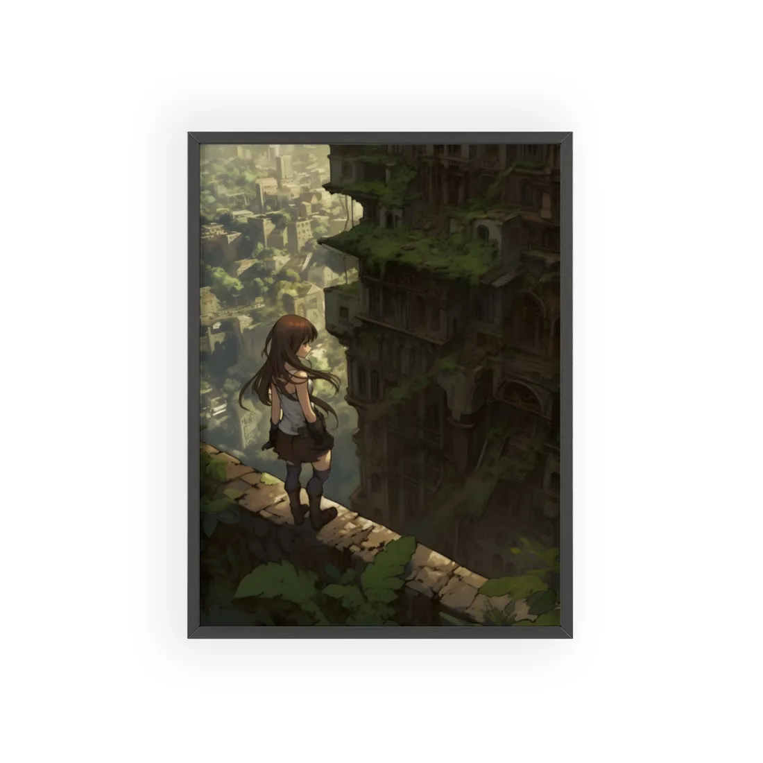 Dramatic Anime Feather: Detailed Bird's Eye View - Framed Poster