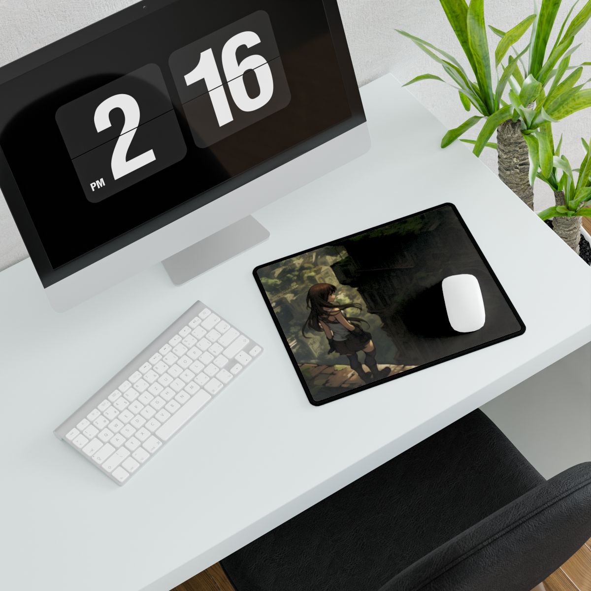 Dramatic Anime Feather: Detailed Bird's Eye View Artwork - Desk Mat