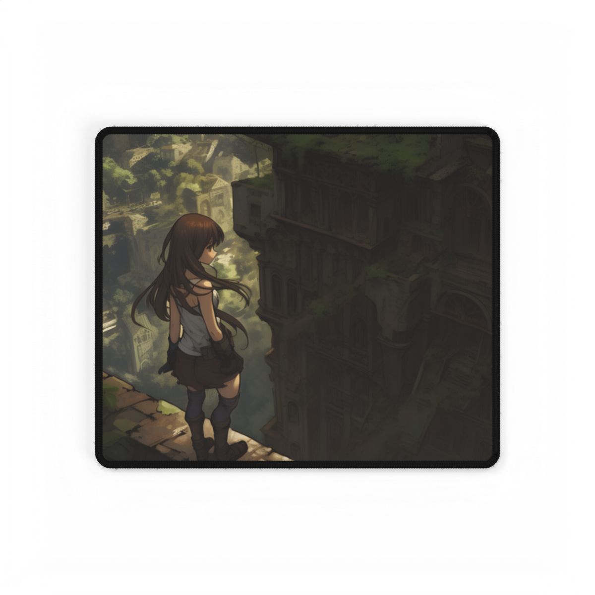 Dramatic Anime Feather: Detailed Bird's Eye View Artwork - Desk Mat