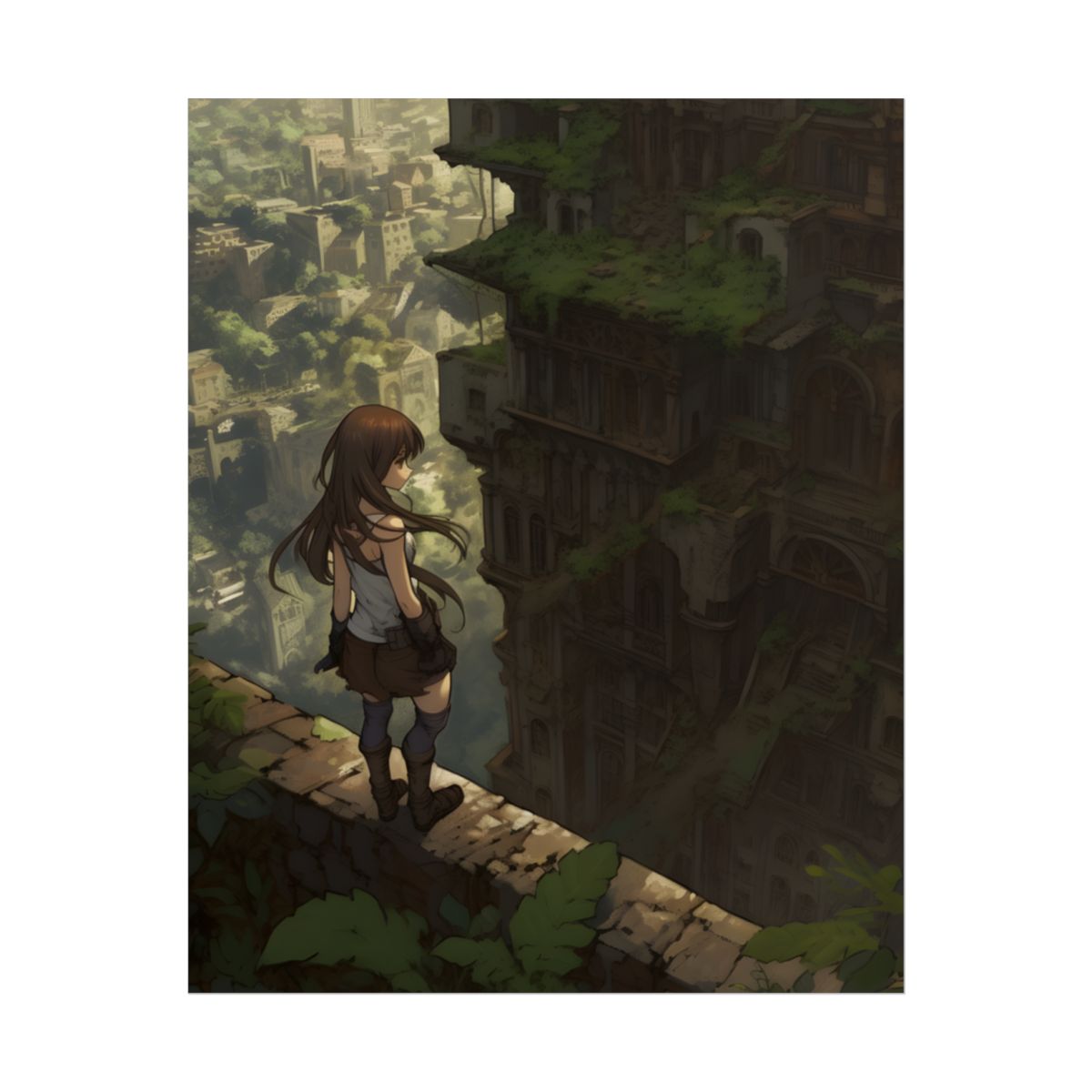 Dramatic Anime Feather: Detailed Bird's Eye View Artwork - Poster