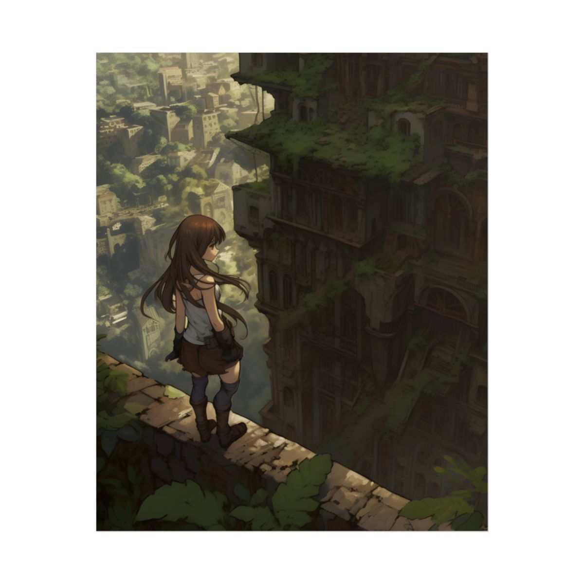Dramatic Anime Feather: Detailed Bird's Eye View Artwork - Poster