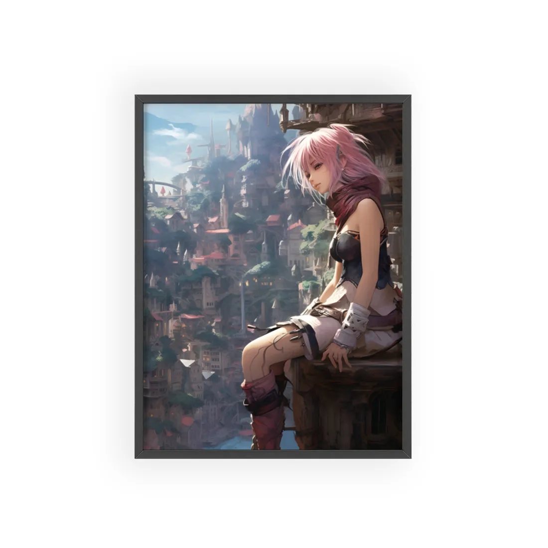 Dramatic Anime Feather: Detailed Educational Art - Framed Poster