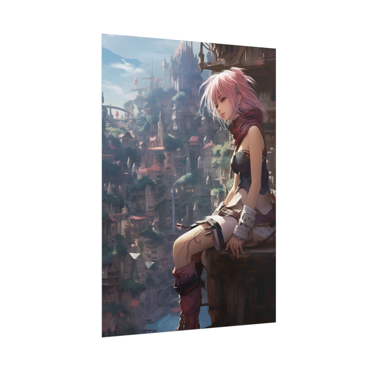 Dramatic Anime Feather: Detailed Educational Art Illustration - Poster