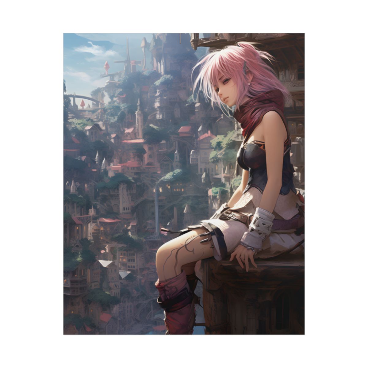 Dramatic Anime Feather: Detailed Educational Art Illustration - Poster