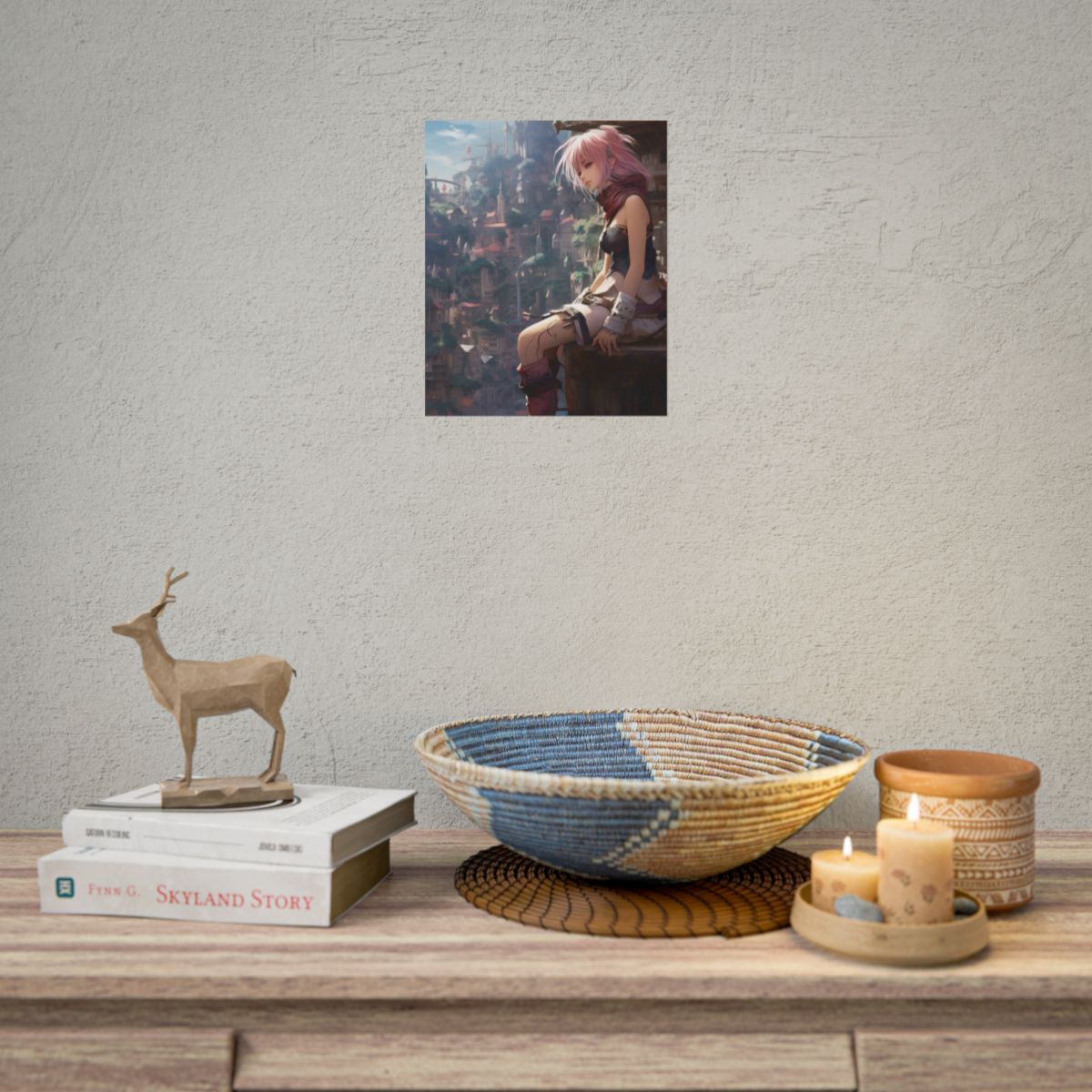 Dramatic Anime Feather: Detailed Educational Art Illustration - Poster