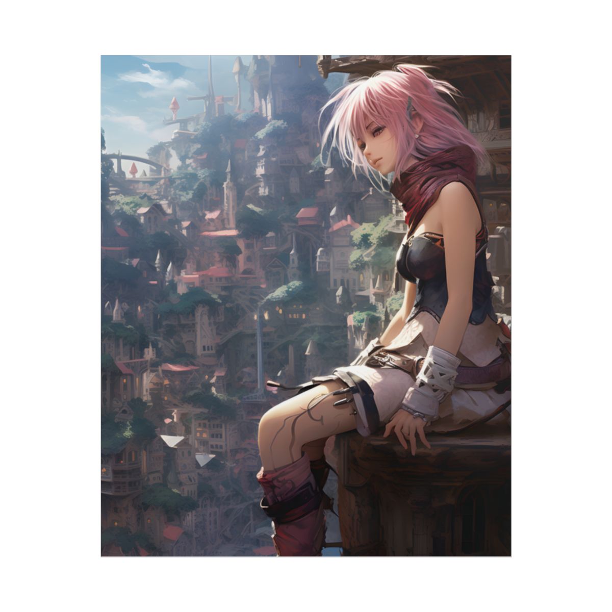 Dramatic Anime Feather: Detailed Educational Art Illustration - Poster