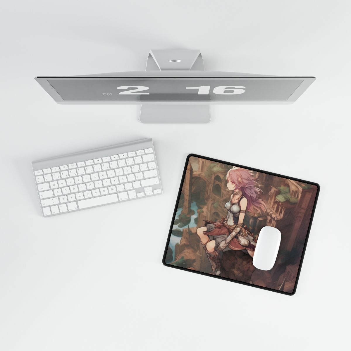 Dramatic Anime Feather: Detailed Urban Artwork - Desk Mat