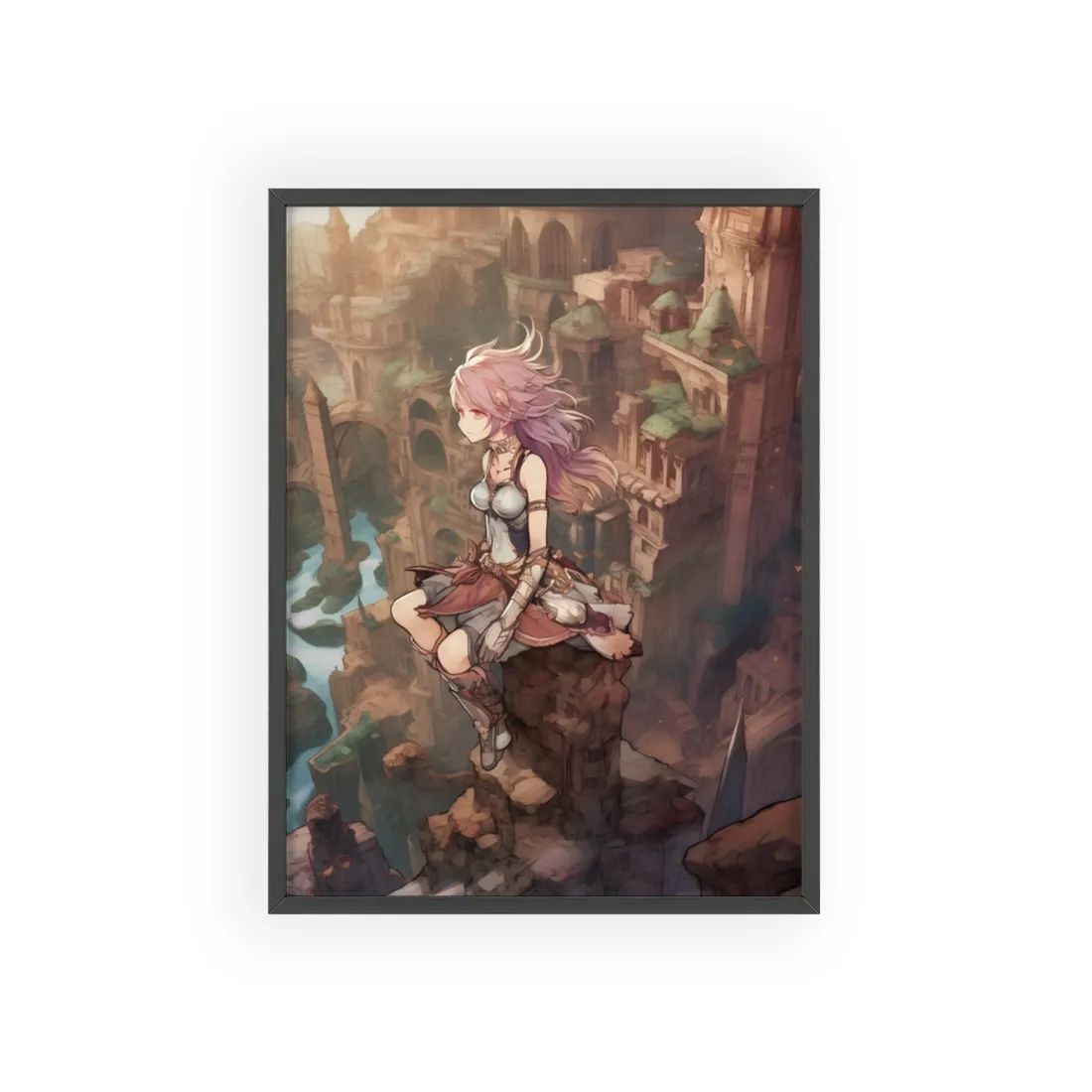Dramatic Anime Feather: Detailed Urban - Framed Poster