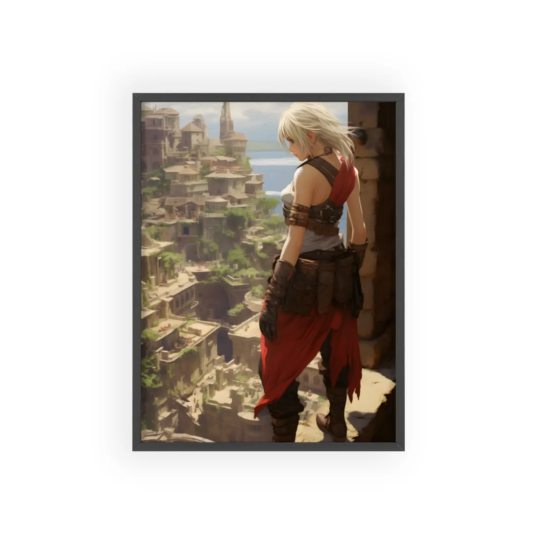 Dramatic Anime Female: Birds Eye View - Framed Poster