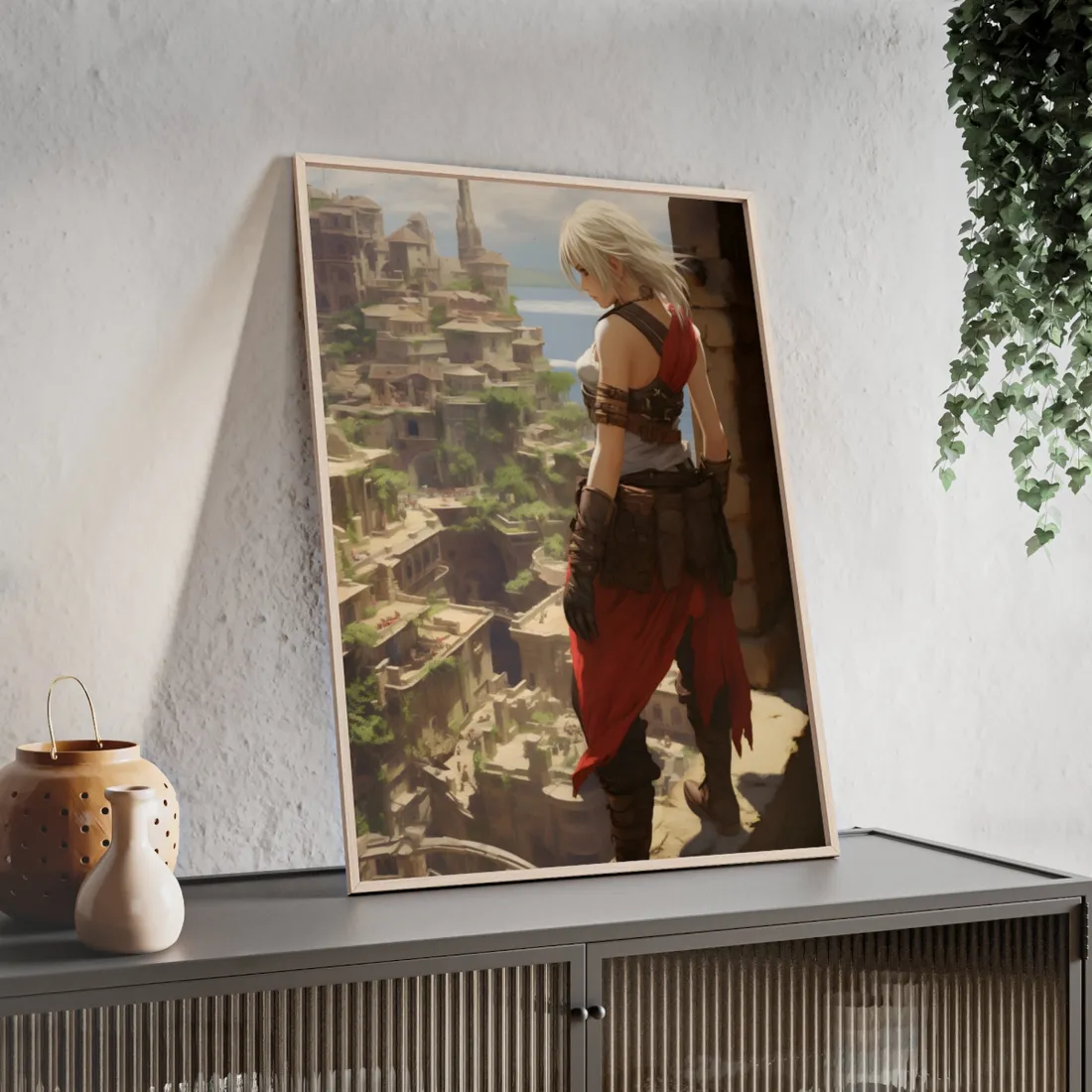 Dramatic Anime Female: Birds Eye View - Framed Poster