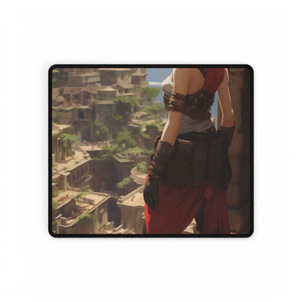 Dramatic Anime Female: Birds Eye View Illustration - Desk Mat