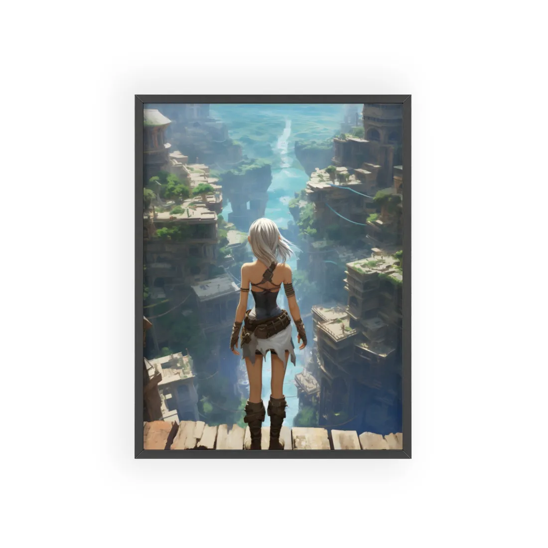 Dramatic Anime Female: Dynamic Birds Eye View - Framed Poster