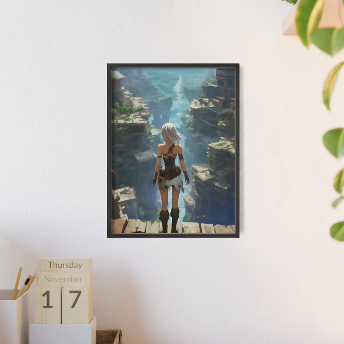 Dramatic Anime Female: Dynamic Birds Eye View - Framed Poster