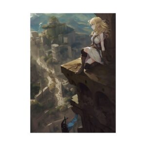 Blonde Girl Sitting on Cliff Poster