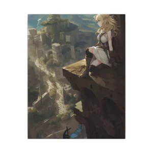 Blonde Girl Sitting on Cliff Canvas Print