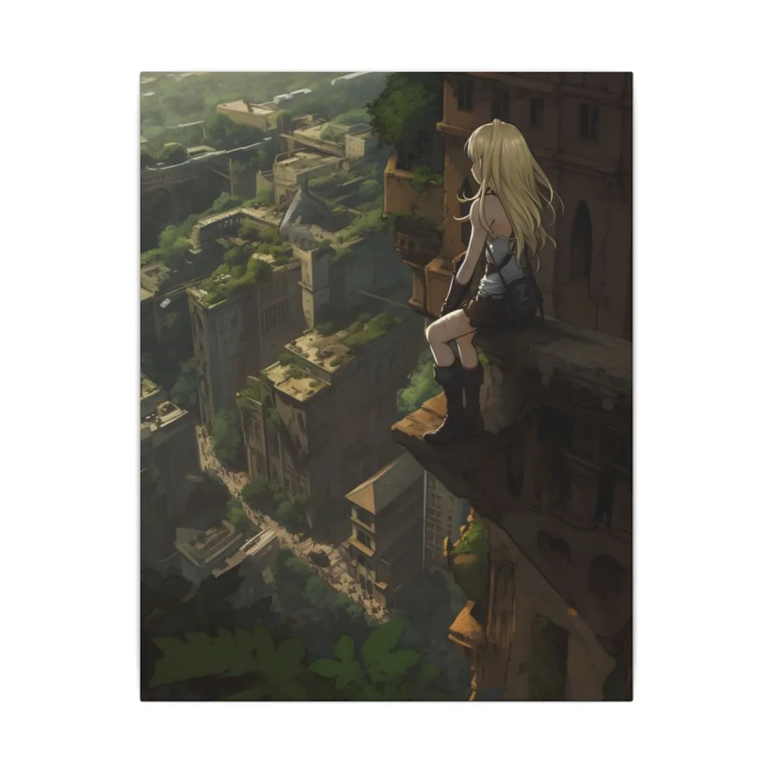 Dramatic Anime Goddess: Flying Through Expansive Sky - Canvas
