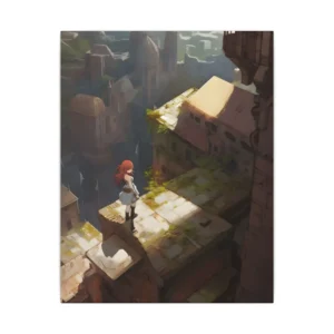 Girl on Mossy Rooftop Canvas Print