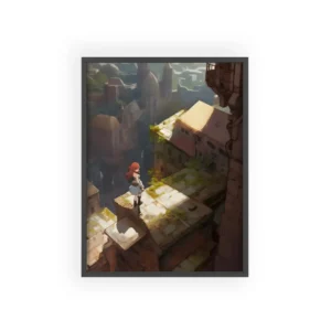 Girl on Mossy Rooftop Framed Poster