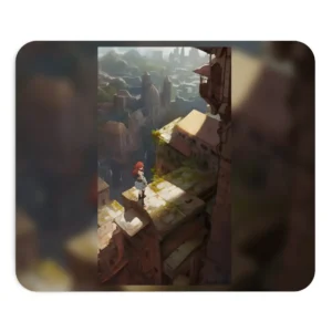 Girl on Mossy Rooftop Mouse Pad