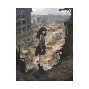 Anime Girl Among Ruins Canvas Print