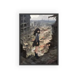 Anime Girl Among Ruins Framed Poster