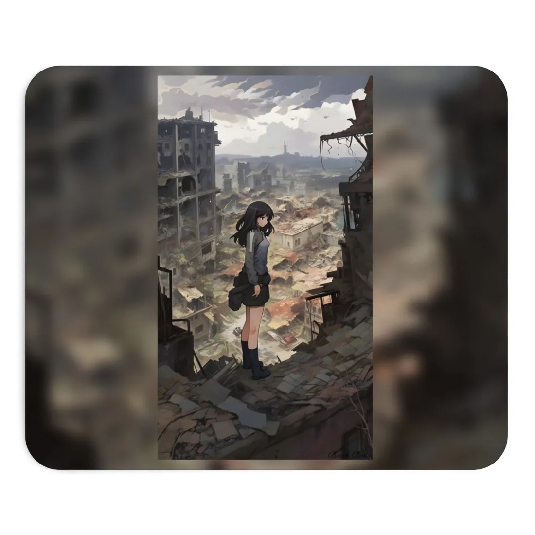 Dramatic Anime Scene: Detailed Bird's Eye View - Mouse Pad