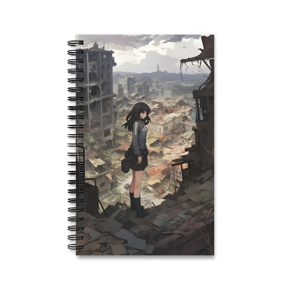 Dramatic Anime Scene: Detailed Bird's Eye View - Spiral Notebook