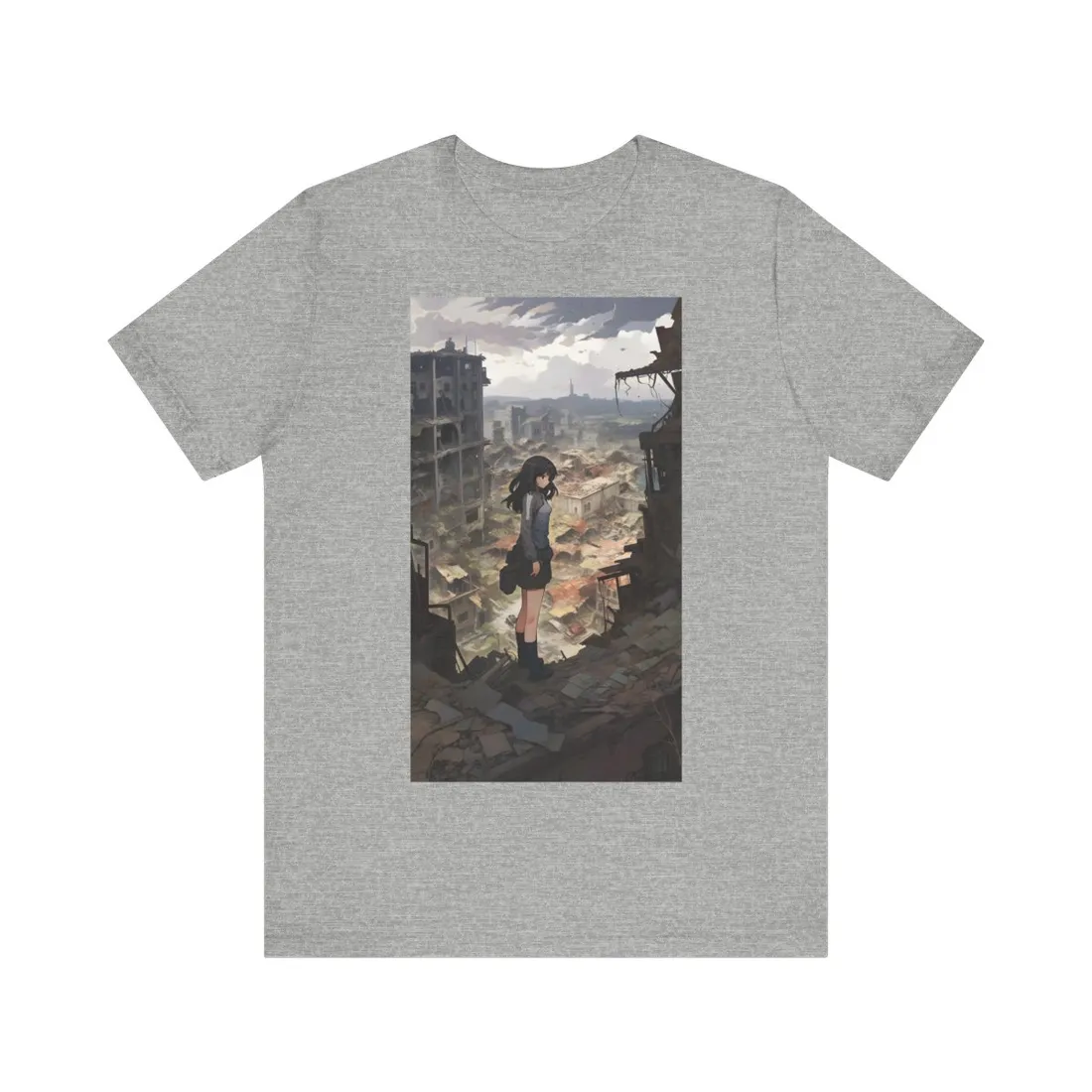 Dramatic Anime Scene: Detailed Bird's Eye View - T-Shirt