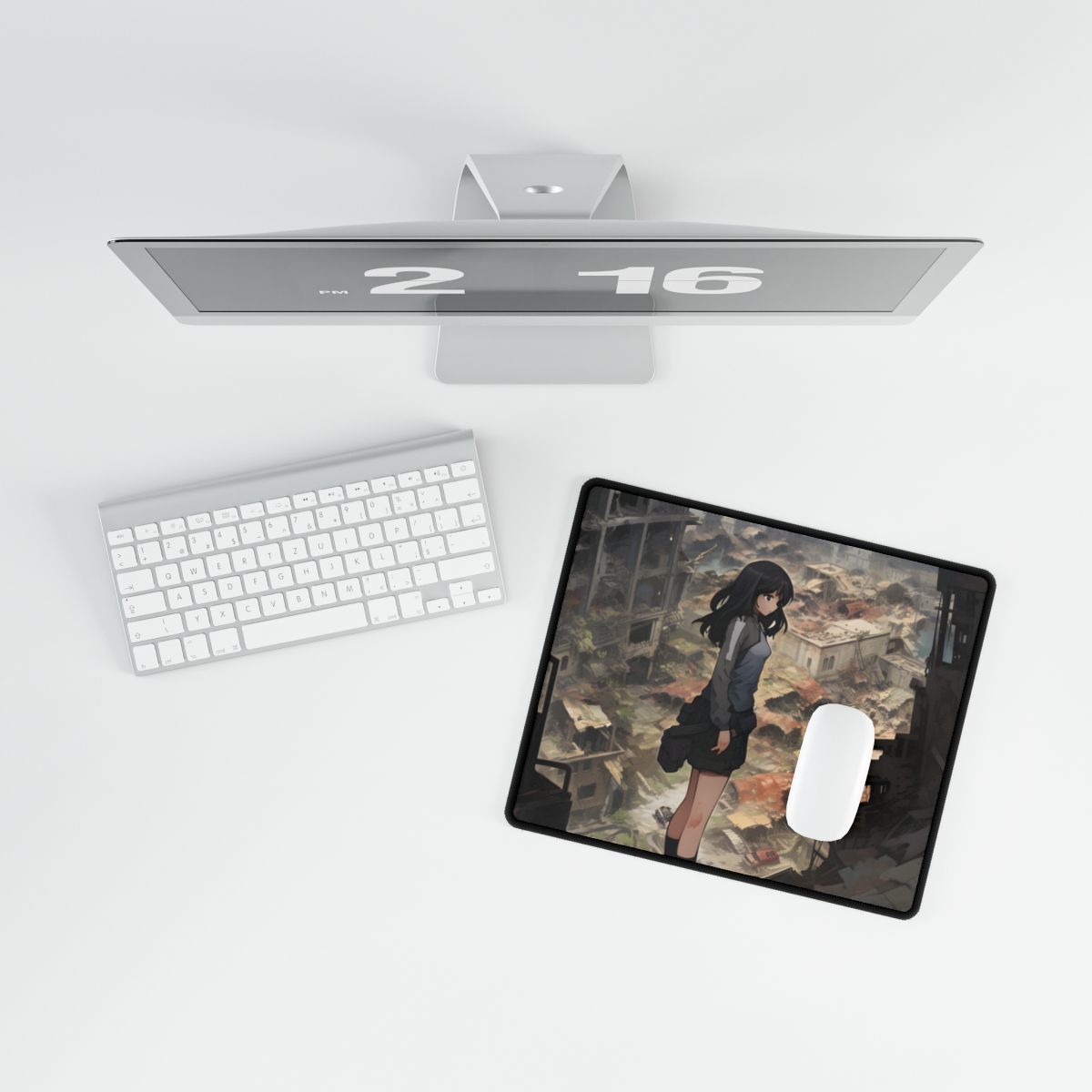 Dramatic Anime Scene: Detailed Bird's Eye View - Desk Mat