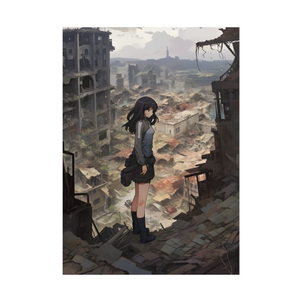 Dramatic Anime Scene: Detailed Bird's Eye View - Poster