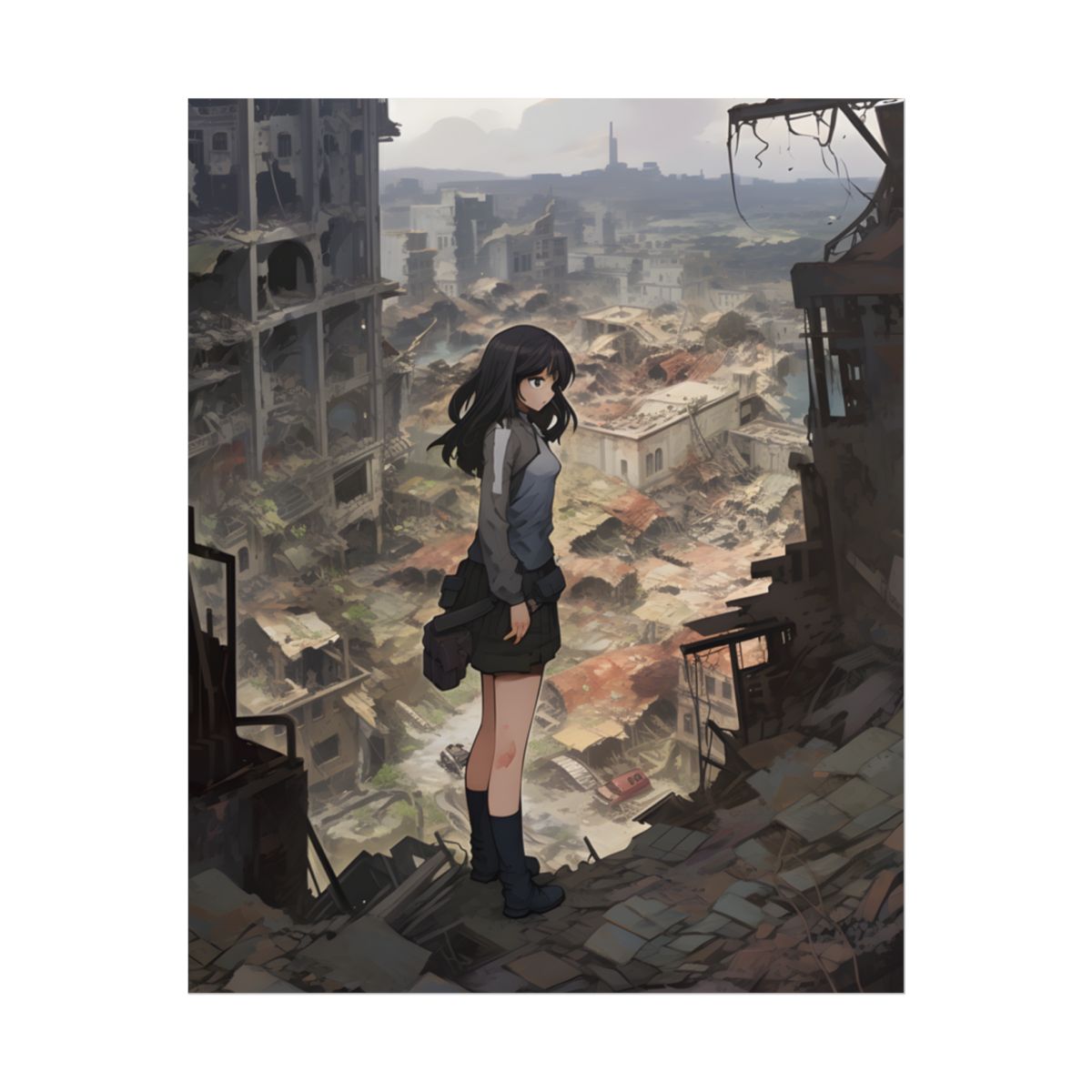 Dramatic Anime Scene: Detailed Bird's Eye View - Poster