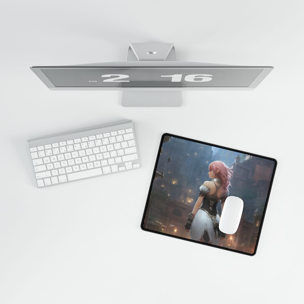 Dramatic Anime-Style Bird in Flight: Realistic Detail Artwork - Desk Mat