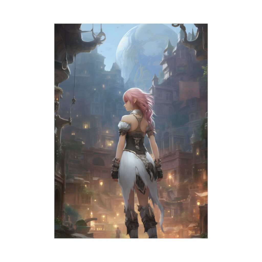 Dramatic Anime-Style Bird in Flight: Realistic Detail Artwork - Poster