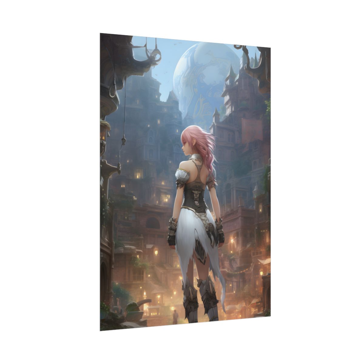 Dramatic Anime-Style Bird in Flight: Realistic Detail Artwork - Poster