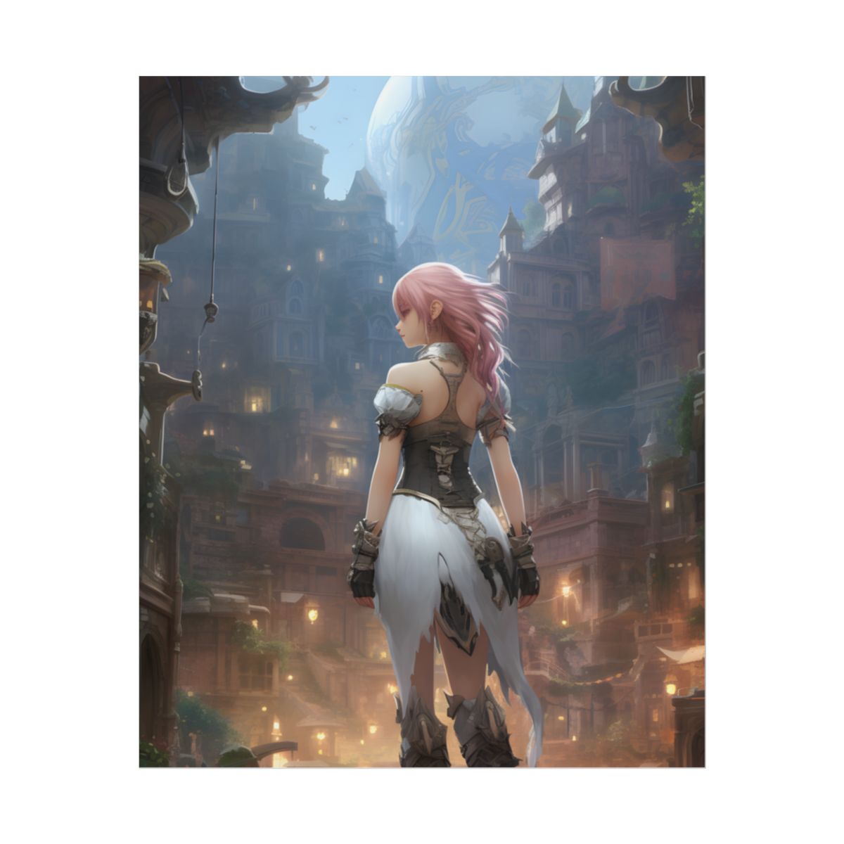 Dramatic Anime-Style Bird in Flight: Realistic Detail Artwork - Poster