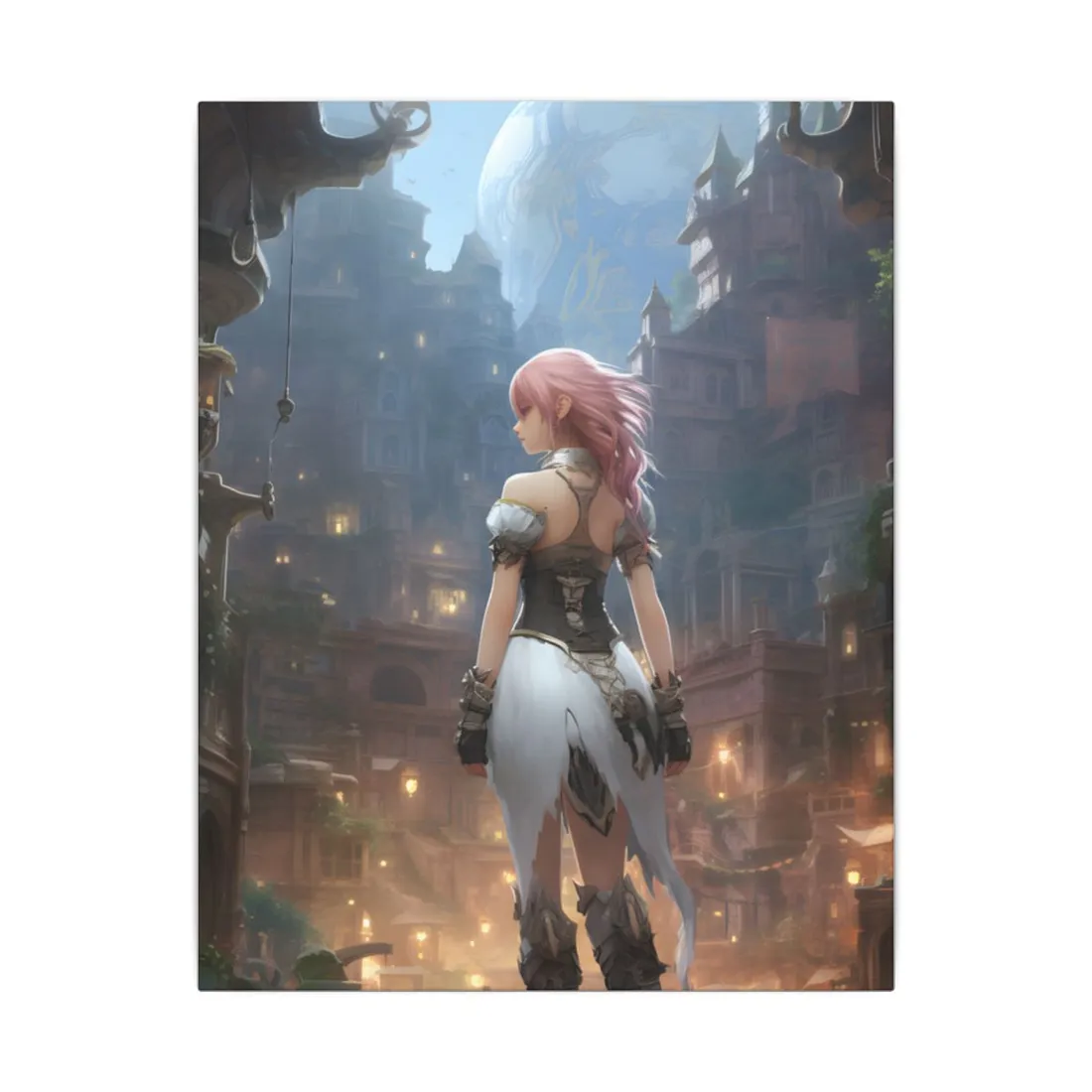 Dramatic Anime-Style Bird in Flight: Realistic Detail - Canvas