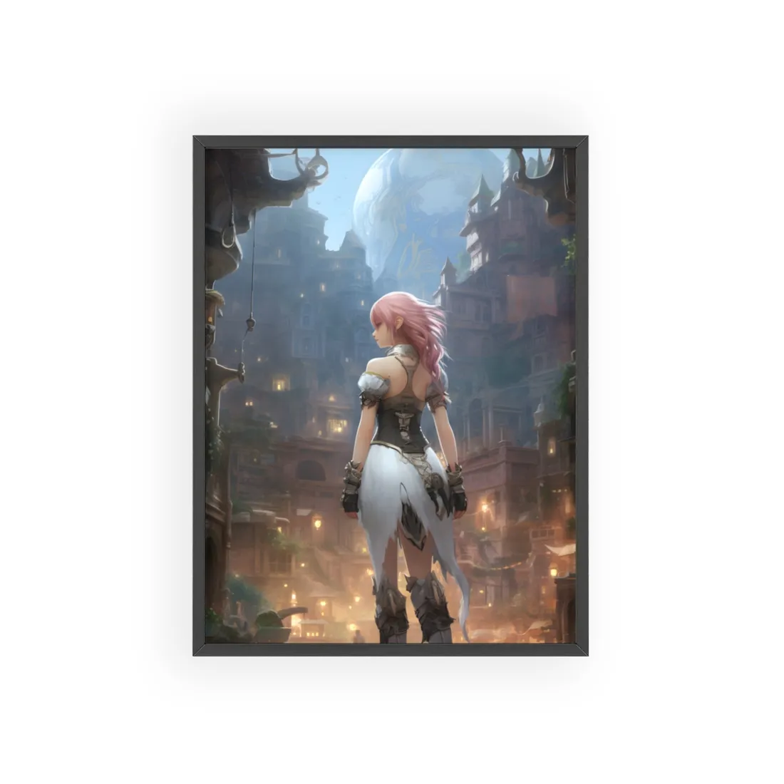 Dramatic Anime-Style Bird in Flight: Realistic Detail - Framed Poster