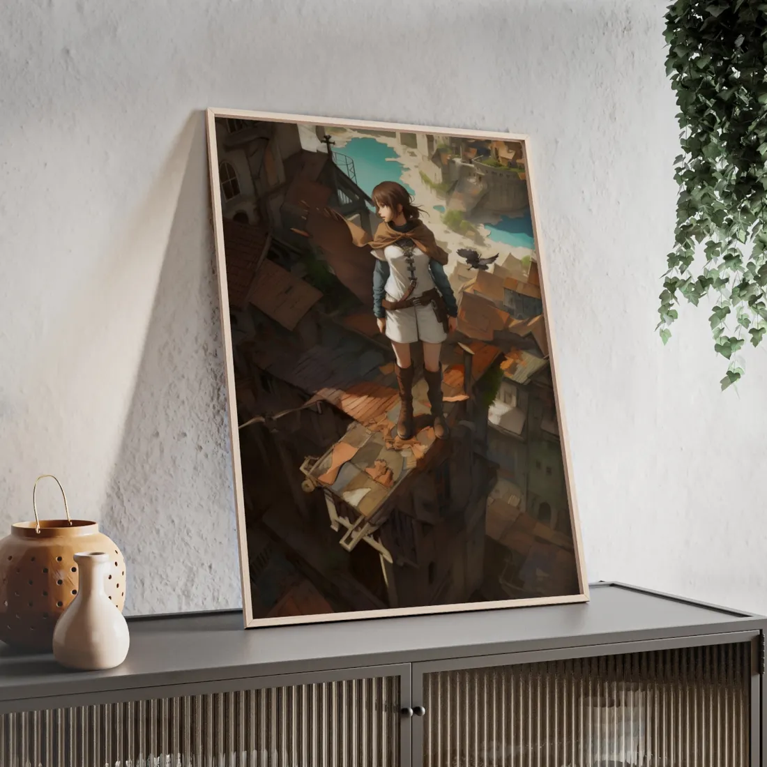 Dramatic Bird's Eye View: Anime in Flight - Framed Poster