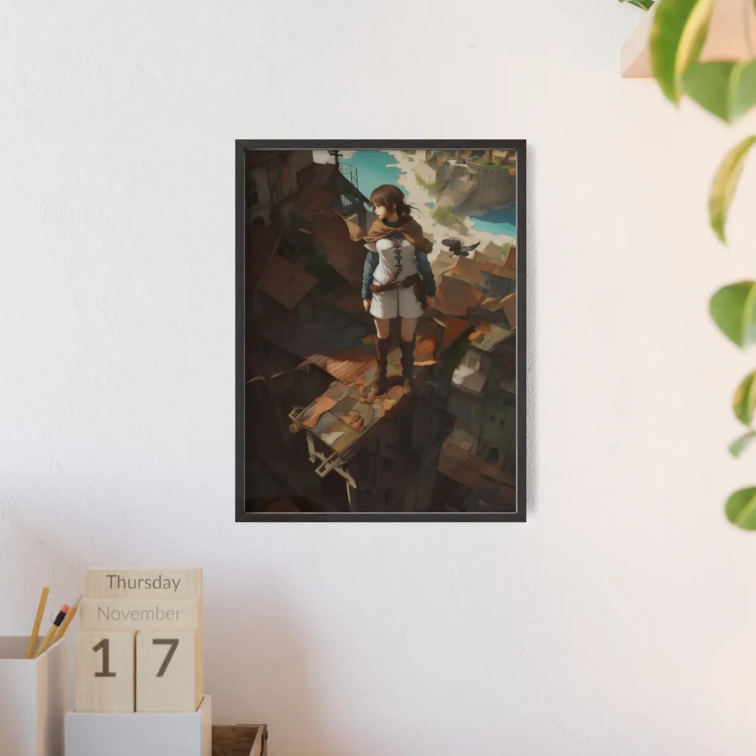 Dramatic Bird's Eye View: Anime in Flight - Framed Poster