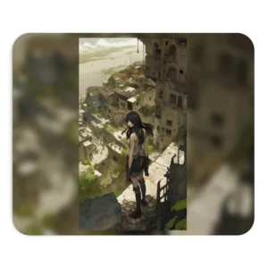 Dark Haired Girl Overlooking City Mouse Pad