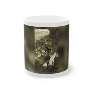 Dark Haired Girl Overlooking City Mug