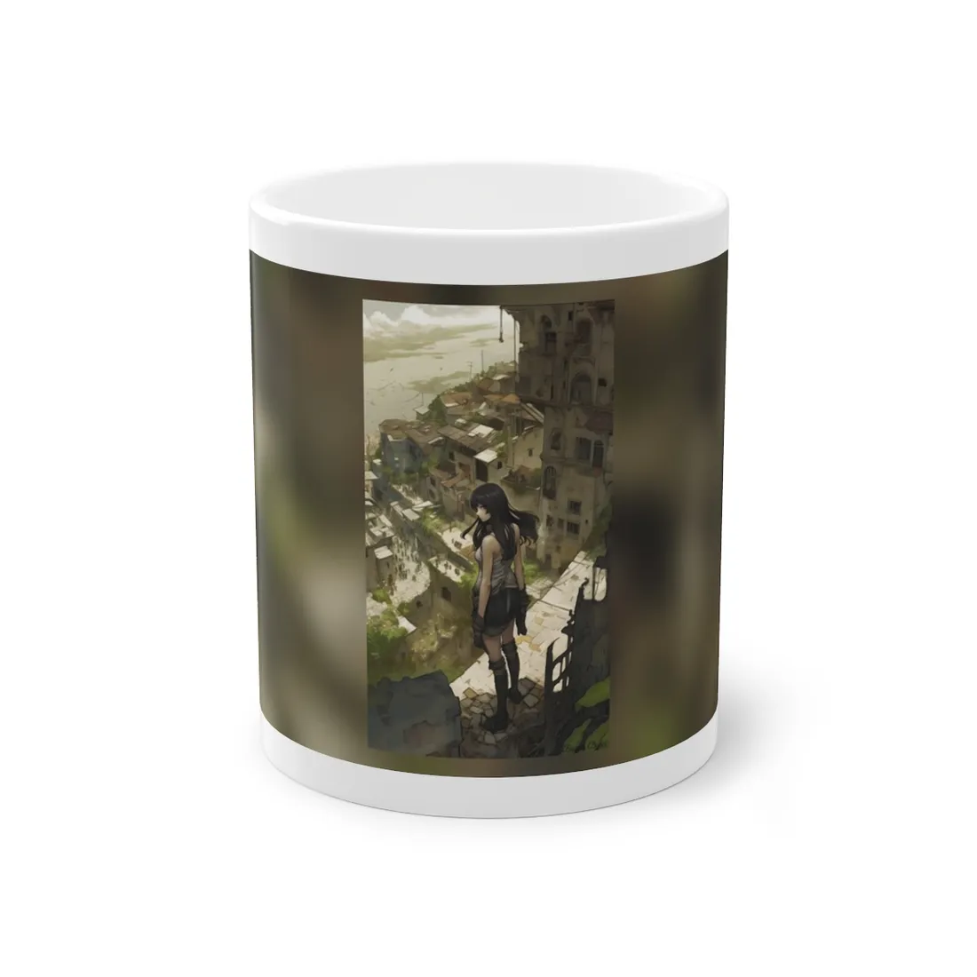 Dramatic Bird's Eye View: Mysterious Anime Encounter - Mug