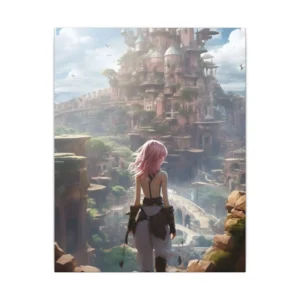 Woman Overlooking Fantasy City Canvas Print