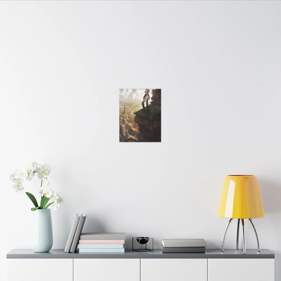 Dramatic Birds Eye View: Anime Blonde Female in Contemplation - Canvas