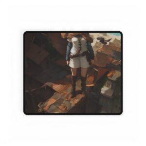 Girl Standing on Rooftop Desk Mat
