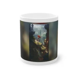 Red-Haired Anime Girl on a Ruined Bridge Mug