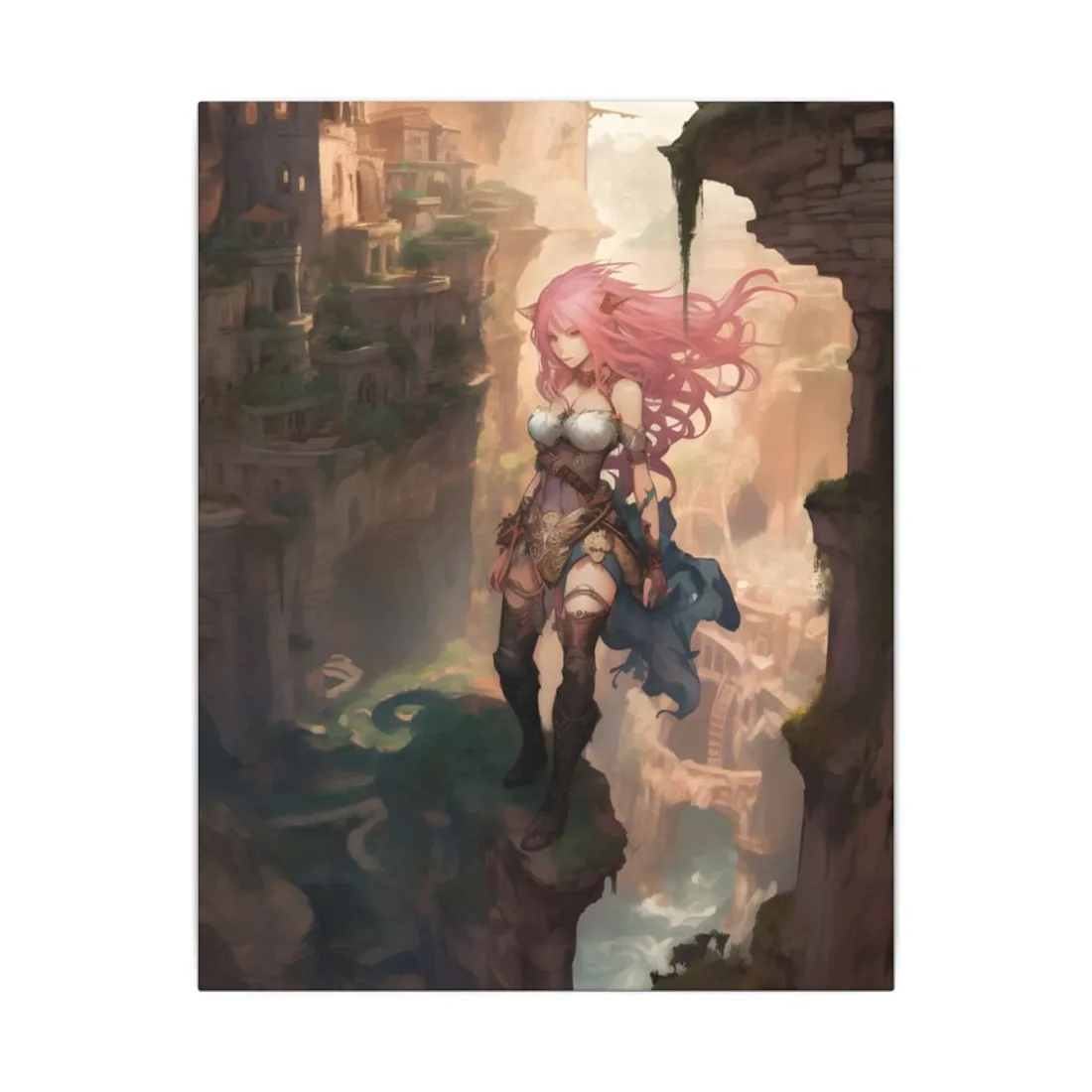 Dramatic Birds Eye View: Anime-Style Bird in Flight - Canvas