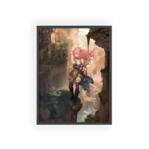 Warrior Woman on Cliff Edge Framed Poster