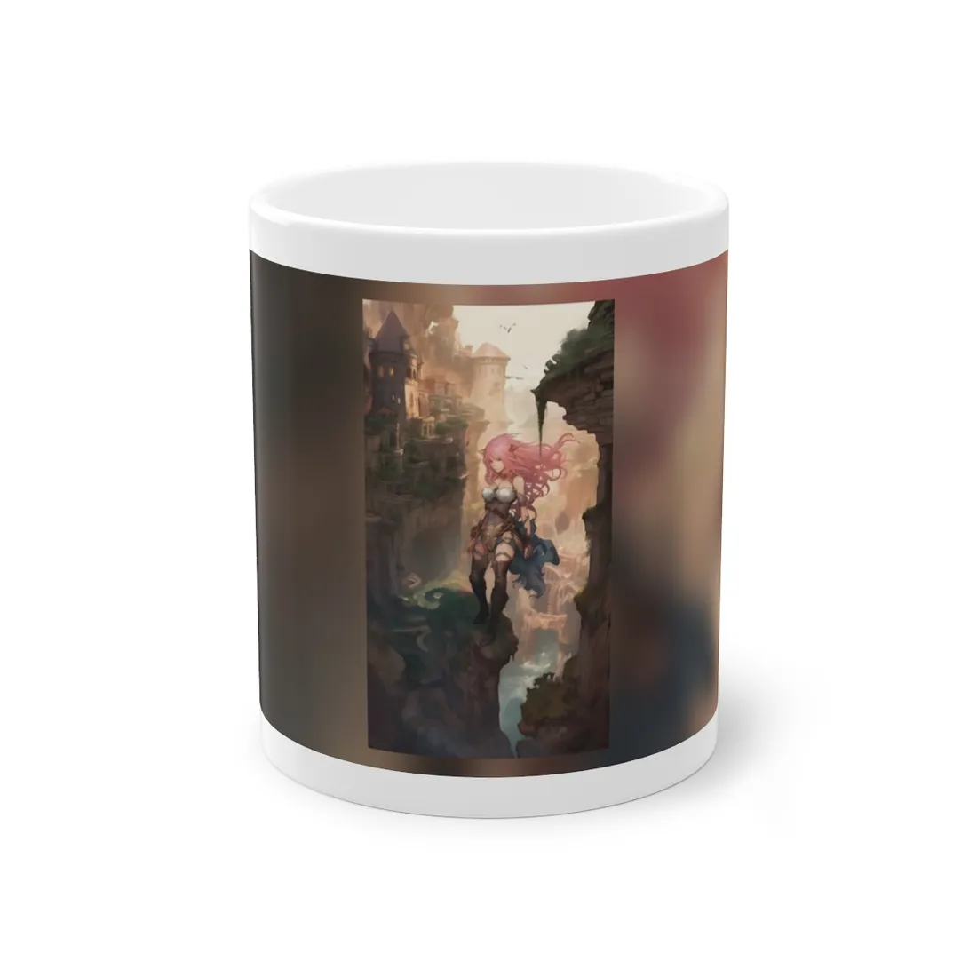 Dramatic Birds Eye View: Anime-Style Bird in Flight - Mug