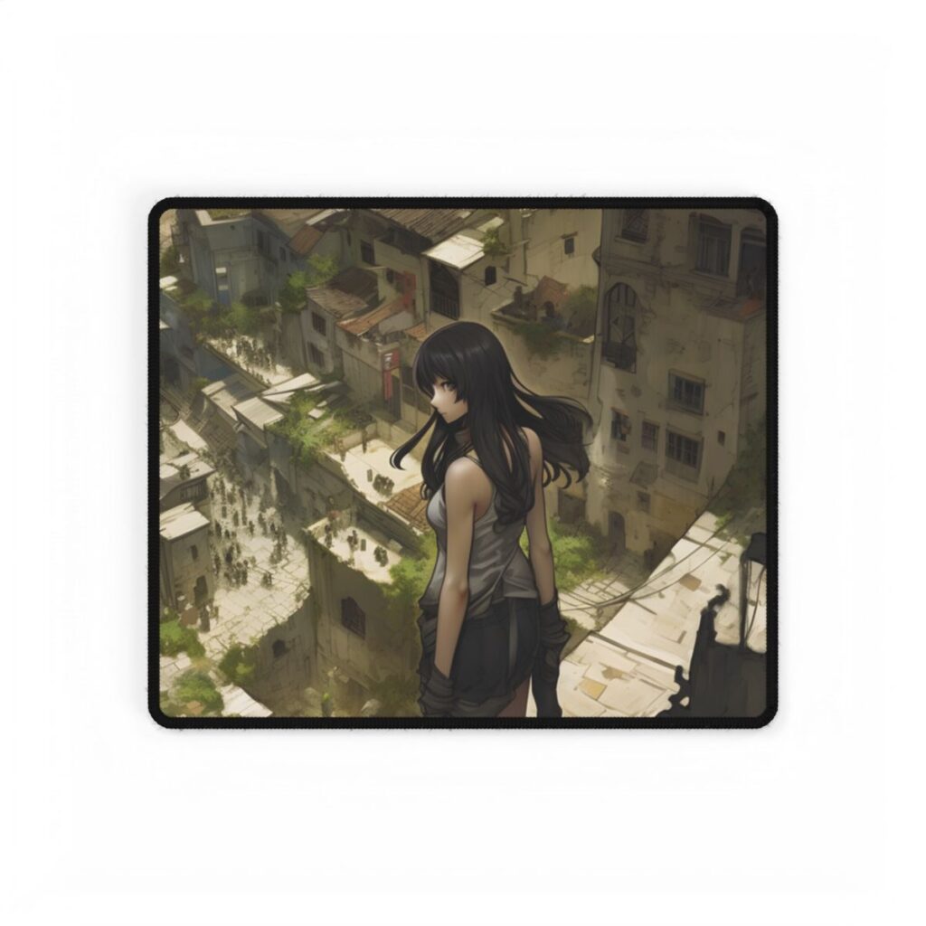 Dramatic Bird's Eye View: Mysterious Anime Encounter - Desk Mat